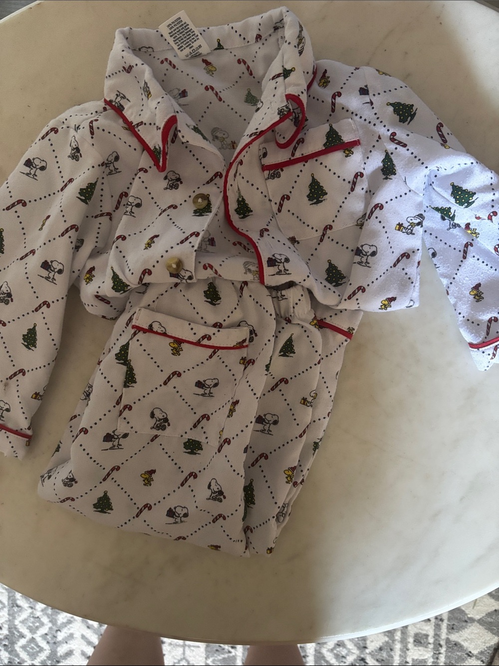 Janie and Jack White Holiday Cartoon Pajama Set with Red Trim